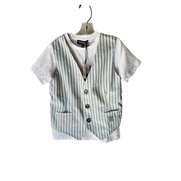Roberto Cavalli NEW Boys Kids FAUX STRIPE VEST w SS T-SHIRT Sz: 4 RTL: $225 Q702 - Picture 1 of 10
